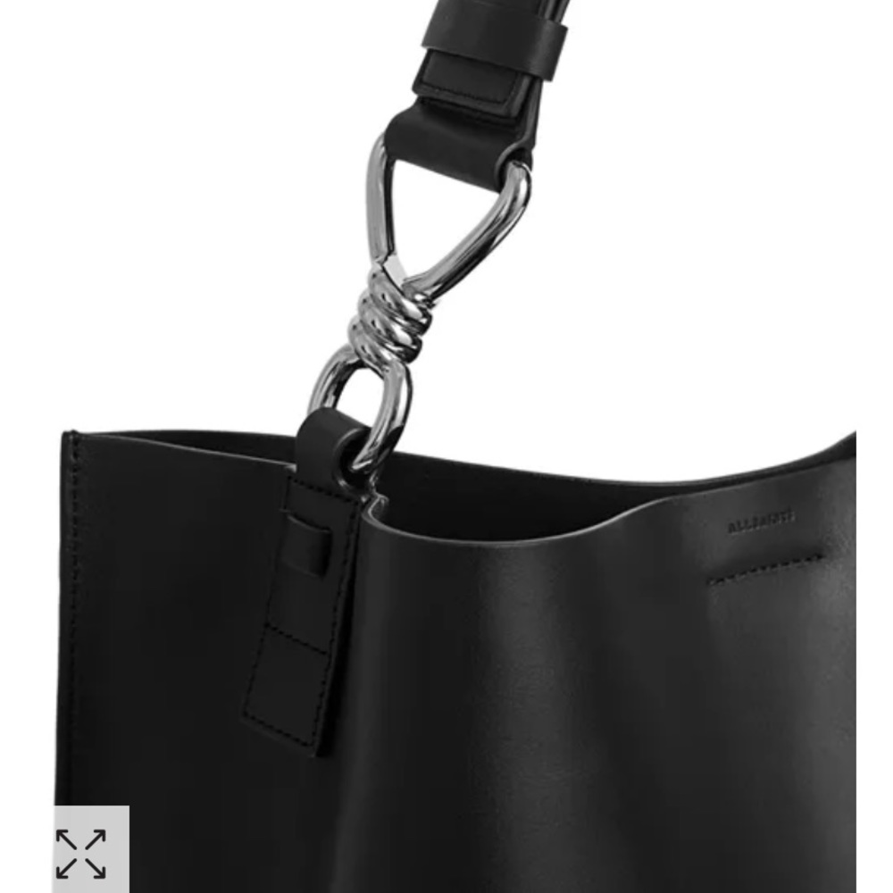ALLSAINTS Captain Large Smooth Black Leather Shoulder Tote Bag $358 - Picture 12 of 12